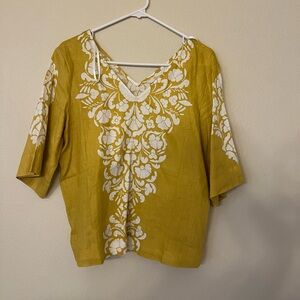Boden Yellow linen blouse
